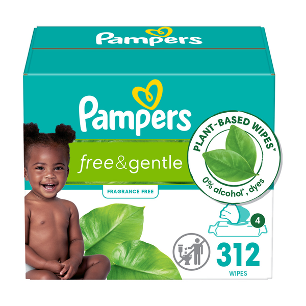 Diapers & Wipes Pampers Free & Gentle Wipes, 4 pack hero