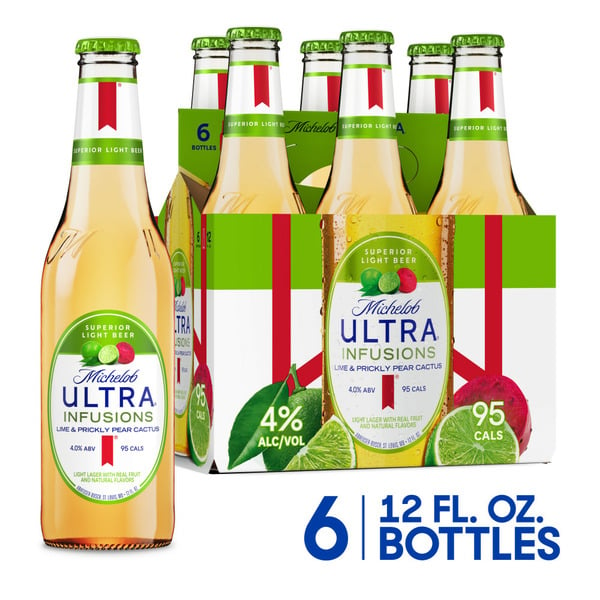 Beers & Coolers Michelob Ultra Infusions Lime & Prickly Pear Cactus Light Beer Bottles hero