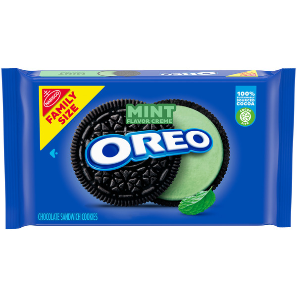 Cookies & Cakes Oreo Mint Flavored Creme Chocolate Sandwich Cookies, Family Size hero