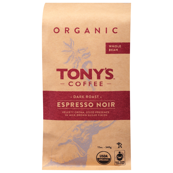 Coffee Tony's Coffee Coffee, Organic, Whole Bean, Dark Roast, Espresso Noir hero