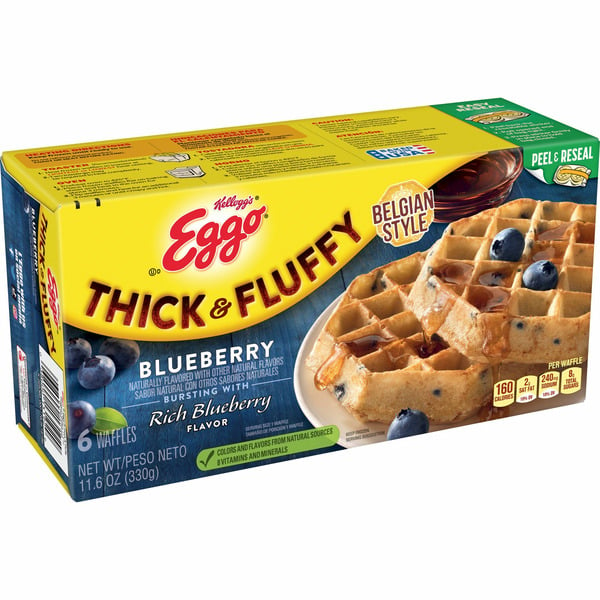 Frozen Breakfast Kellogg’s Eggo Frozen Waffles, Belgian Style, Resealable, Blueberry hero