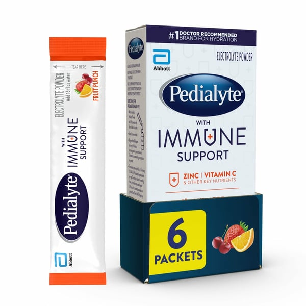 Cold, Flu & Allergy Pedialyte with Immune Support Electrolyte Powder Fruit Punch hero