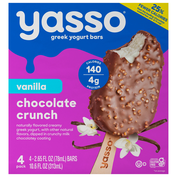 Yogurt Yasso Yogurt Bars, Greek, Vanilla Chocolate Crunch hero