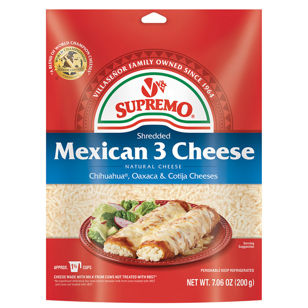 Specialty Cheeses V&V Supremo Shredded Mexican 3 Cheese Blend; Chihuahua, Oaxaca & Cotija hero