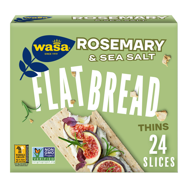 Crackers Wasa Rosemary & Sea Salt Flatbread Thins, Crackers, Non-GMO Ingredients hero