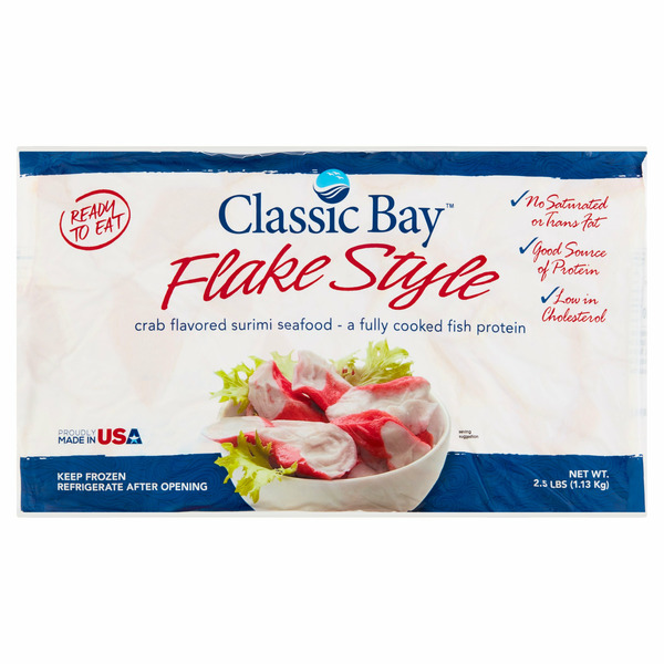 Packaged Seafood Classic Bay Flake Style Crab Flavored Surimi Seafood hero