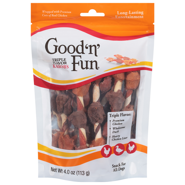 Packaged Poultry Good 'n' Fun Snack for All Dogs, Triple Flavor, Kabobs hero