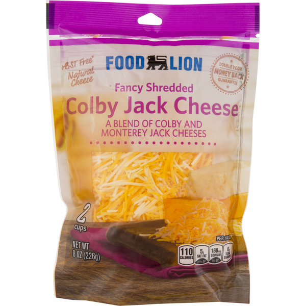 Packaged Cheese Food Lion Natural Fancy Shredded Colby Jack Cheese hero