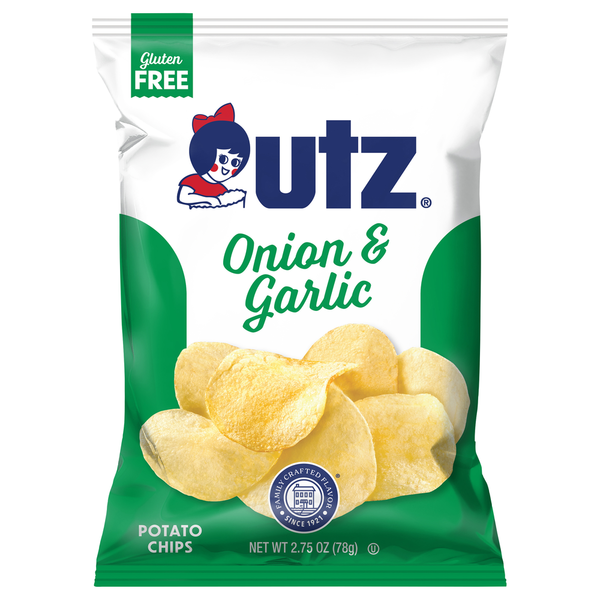 Utz Potato Chips, Gluten Free, Onion & Garlic hero