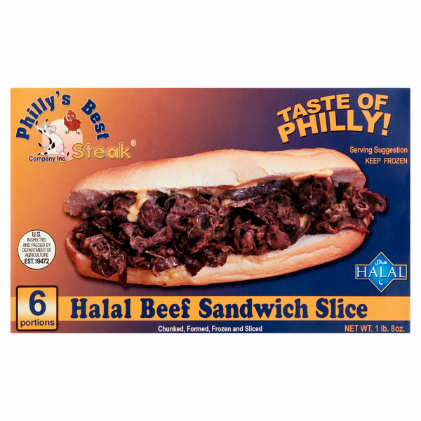 Frozen Meat & Seafood Philly's Best Steak Halal Beef Sandwich Slice hero