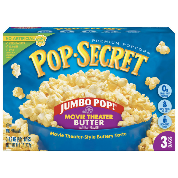 Popcorn & Jerky Pop Secret Jumbo Pop Movie Theater Butter Microwave Popcorn hero