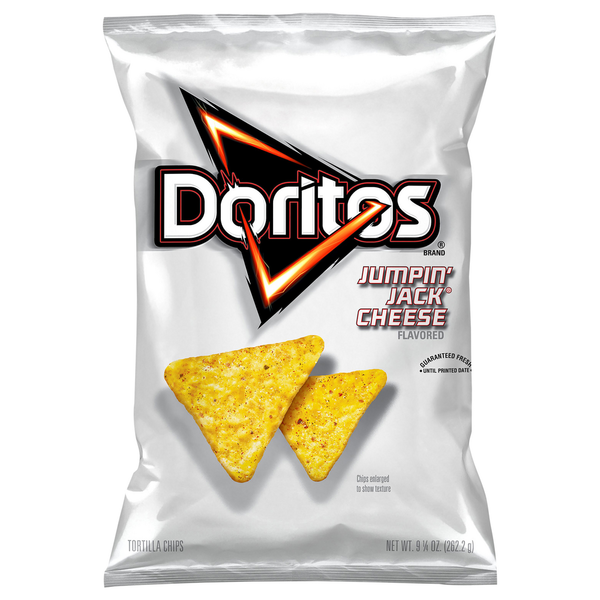 Chips & Pretzels Doritos Tortilla Chips, Jumpin' Jack Cheese Flavored hero