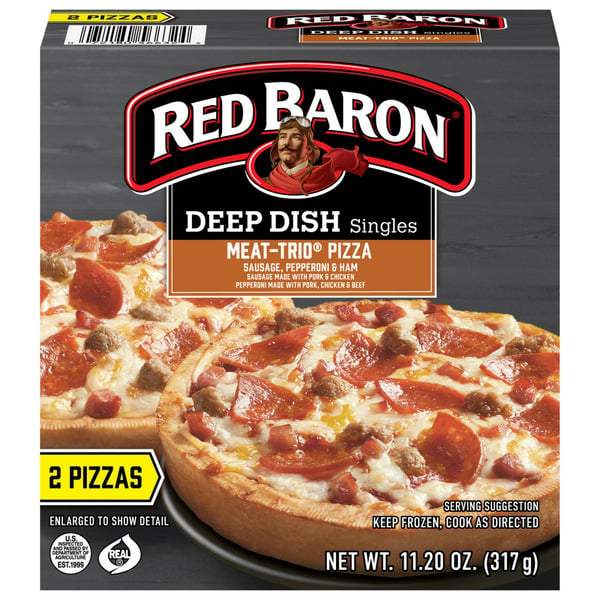 Frozen Pizza Red Baron Meat Trio Deep Dish Personal Pizza hero