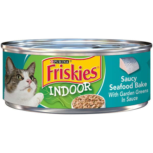 Cat Food & Care Purina Friskies Indoor Wet Cat Food, Indoor Meaty Bits Saucy Seafood Bake in Sauce hero