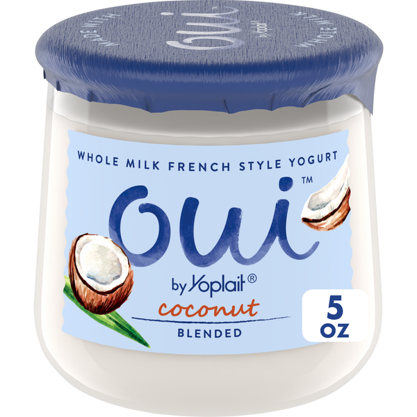 Yogurt/Kefir Yoplait Oui French Style Coconut Whole Milk Yogurt, Glass Yogurt Jar hero