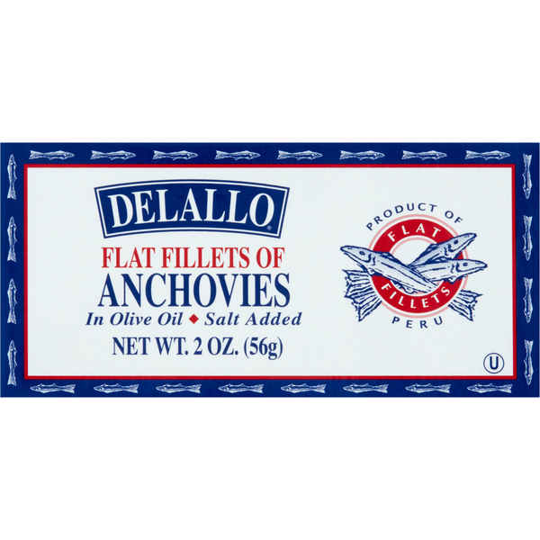 Canned Meat & Seafood DeLallo Anchovies, in Olive Oil, Flat Fillets hero