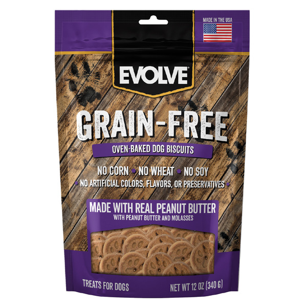 Dog Food & Care EVOLVE Grain Free Oven Baked Peanut Butter Dog Biscuits hero