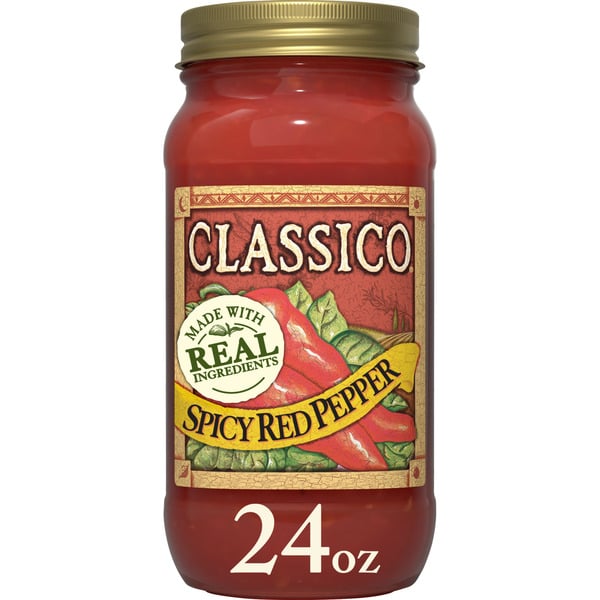 Condiments Classico Spicy Red Pepper & Tomato Spaghetti Pasta Sauce hero