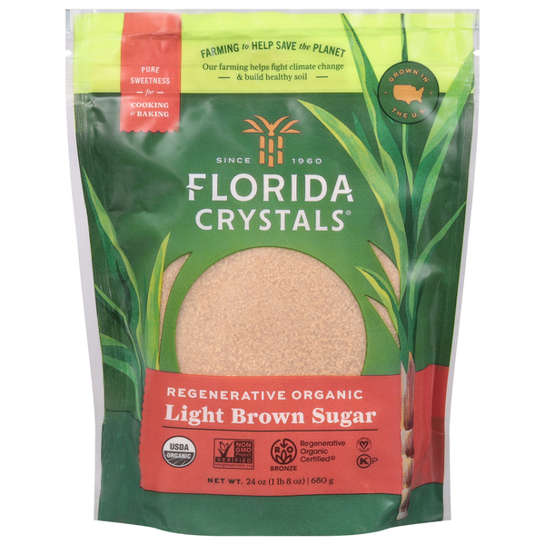 Baking Ingredients Florida Crystals Regenerative Organic Light Brown Raw Cane Sugar hero