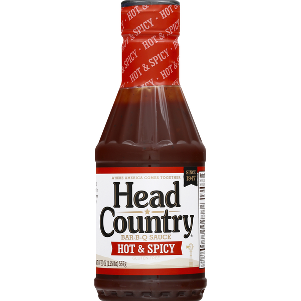 Condiments Head Country Bar-B-Q Sauce, Hot & Spicy hero