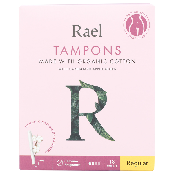 Rael Organic Cotton Tampons With Cardboard Applicators - Regular hero