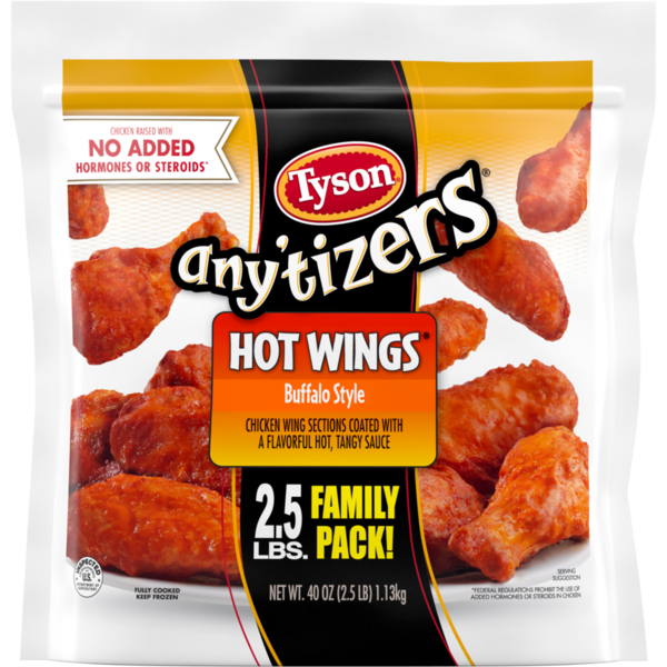 Frozen Appetizers & Sides Tyson Anytizers Buffalo Style Bone In Chicken Wings, Frozen hero