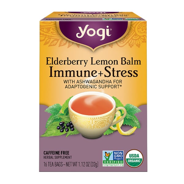 Tea and Lemonade Yogi Tea Herbal Tea, Elderberry Lemon Balm Immune + Stress Tea, Caffeine Free hero