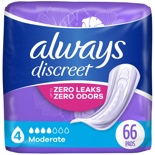 Adult Care Always Discreet Pads, Moderate Absorbency, Regular Length hero