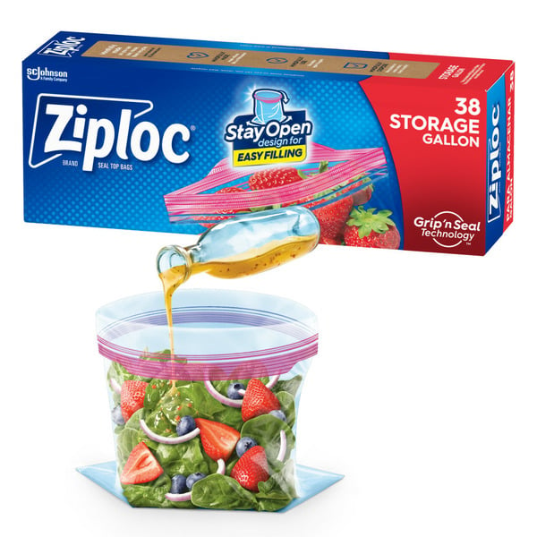 Food Wraps & Storage Ziploc® Brand Storage Bags with Stay Open Design for Easy Filling hero