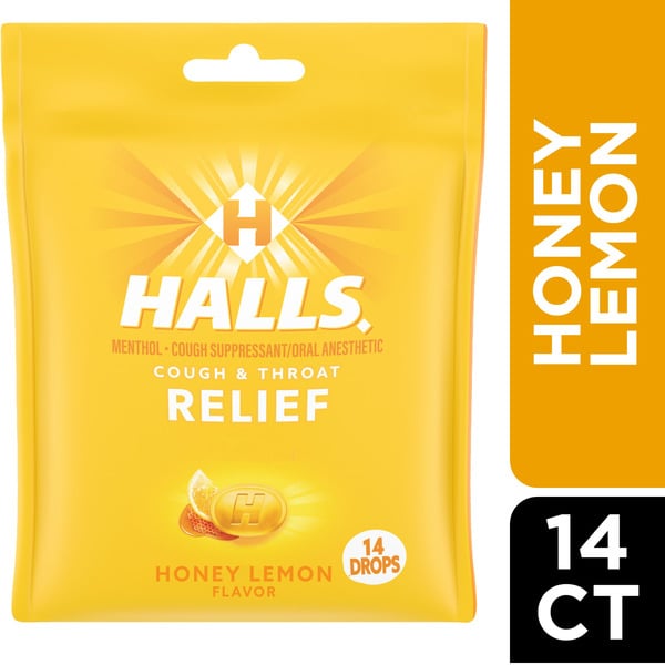 Cold, Flu & Allergy Halls Honey Lemon Cough Drops hero