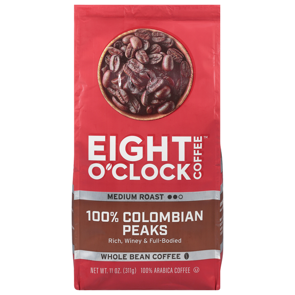 Coffee Eight O’Clock Coffee, Whole Bean, Medium Roast, 100% Colombian Peaks hero