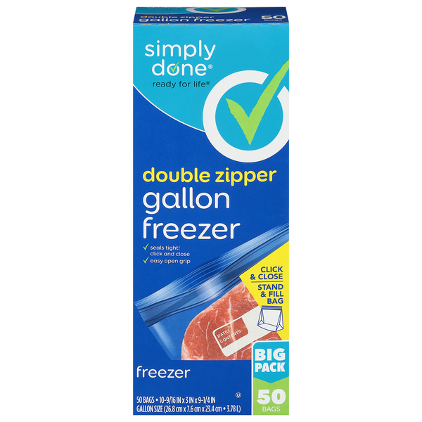 Simply Done Freezer Bags, Double Zipper, Gallon, Big Pack hero