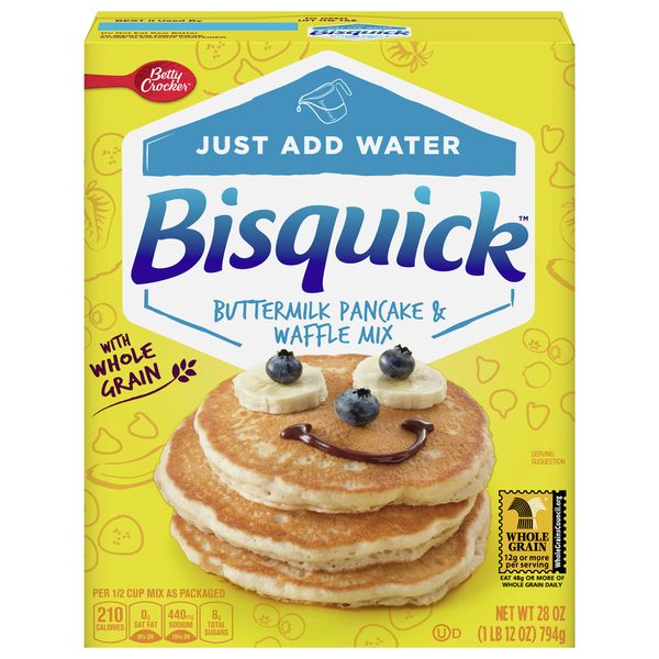 Hot Cereal & Pancake Mixes Bisquick Mix, Buttermilk Pancake & Waffle hero