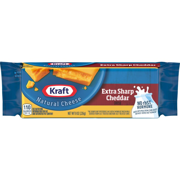 Cheese Kraft Extra Sharp Cheddar Cheese, oz Block hero