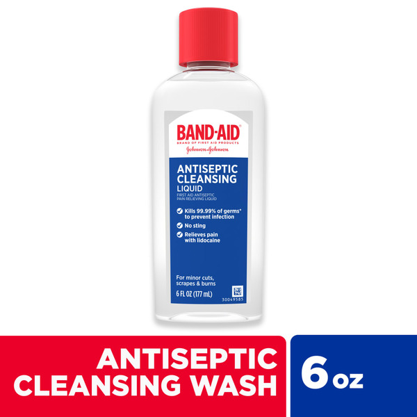 First Aid BAND-AID Pain Relieving Antiseptic Cleansing Liquid hero