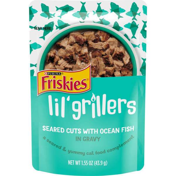 Cat Food & Care Purina Friskies Gravy Wet Cat Food Complement, Lil' Grillers Seared Cuts With Ocean Fish hero