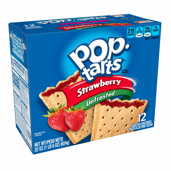 Breakfast Bars & Pastries Pop-Tarts Toaster Pastries, Breakfast Foods, Unfrosted Strawberry hero