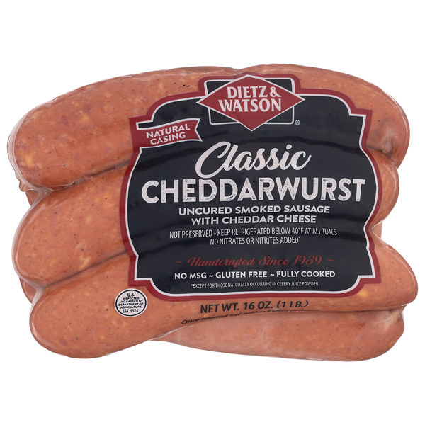 Packaged Meat Dietz & Watson Cheddarwurst, Classic hero