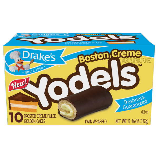 Drake's Golden Cakes, Frosted Creme Filled, Boston Creme, Twin Wrapped hero