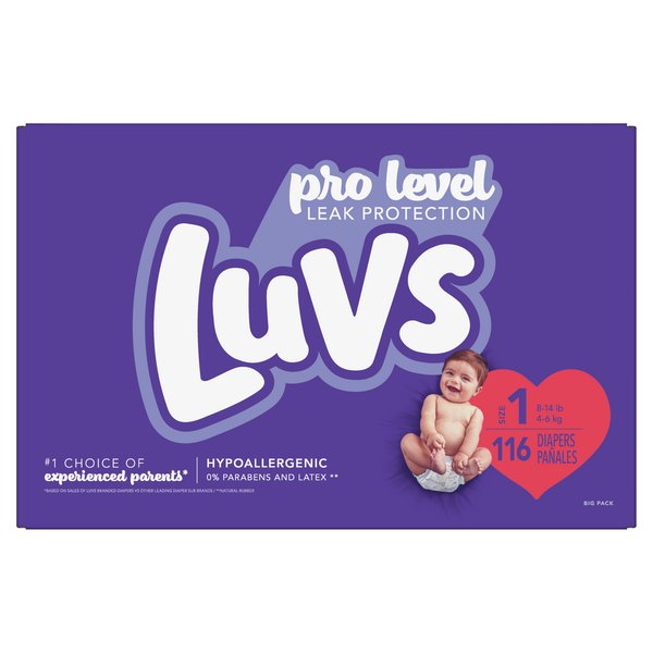 Diapers & Wipes Luvs Diapers Size 1 116 Count hero