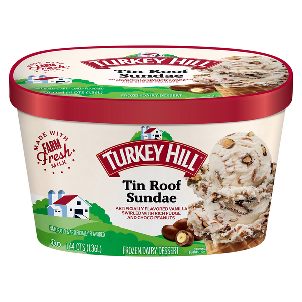 Ice Cream & Ice Turkey Hill Frozen Dairy Dessert, Tin Roof Sundae hero