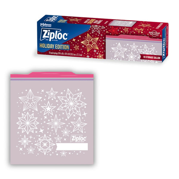 Food Storage Ziploc® Brand Holiday Freezer Bags, Reusable, Easy Open Tabs hero