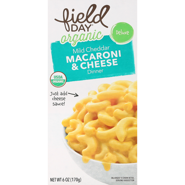 Instant Foods FIELD DAY Macaroni & Cheese Dinner, Organic, Mild Cheddar, Deluxe hero