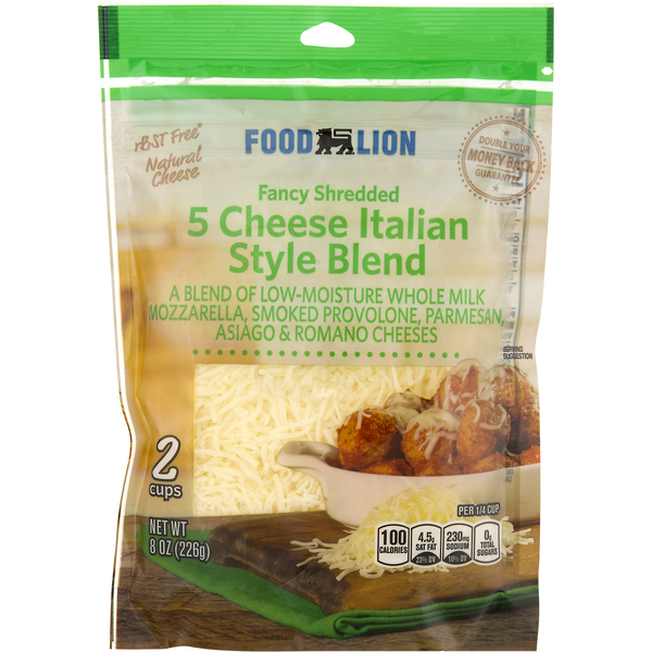 Packaged Cheese Food Lion Natural Fancy Shredded 5 Cheese Italian Blend Cheese hero