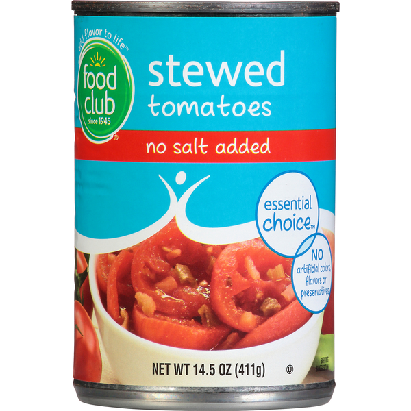 Canned & Jarred Vegetables Food Club Tomatoes, No Salt Added, Stewed hero