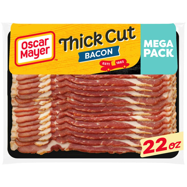 Hot Dogs, Bacon & Sausage Oscar Mayer Naturally Hardwood Smoked Thick Cut Bacon Mega Pack, for a Low Carb Lifestyle hero