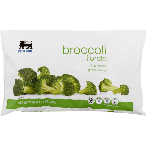 Vegetables, Vegan, & Vegetarian Food Lion Broccoli Florets, Fresh Frozen, Grade A Fancy, Bag hero