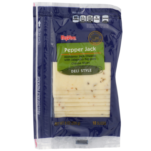 Packaged Cheese Hy-Vee Pepper Jack Monterey Jack Deli Style Cheese Slices With Jalapeno Peppers hero