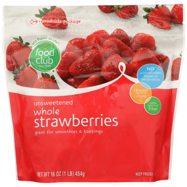 Frozen Appetizers & Sides Food Club Unsweetened Whole Strawberries hero