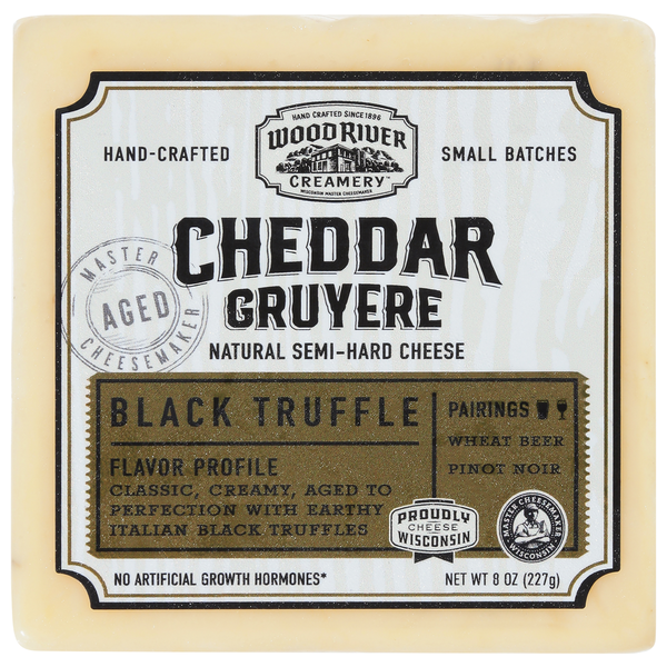 Candy & Chocolate Wood River Creamery Cheese, Cheddar Gruyere, Black Truffle hero